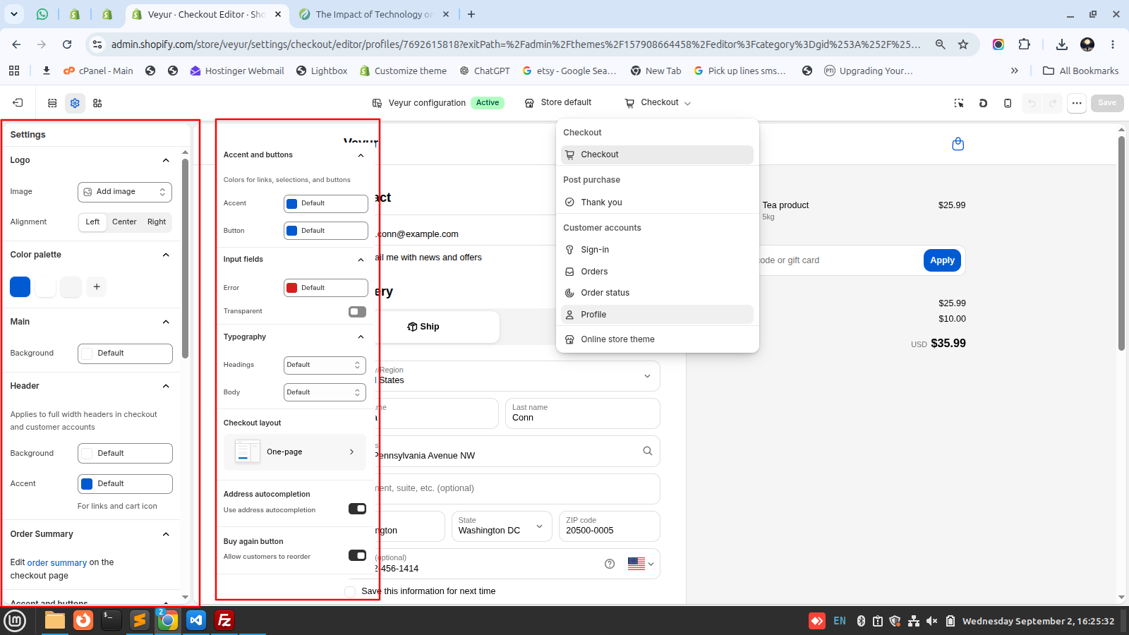Customer Account Screenshot